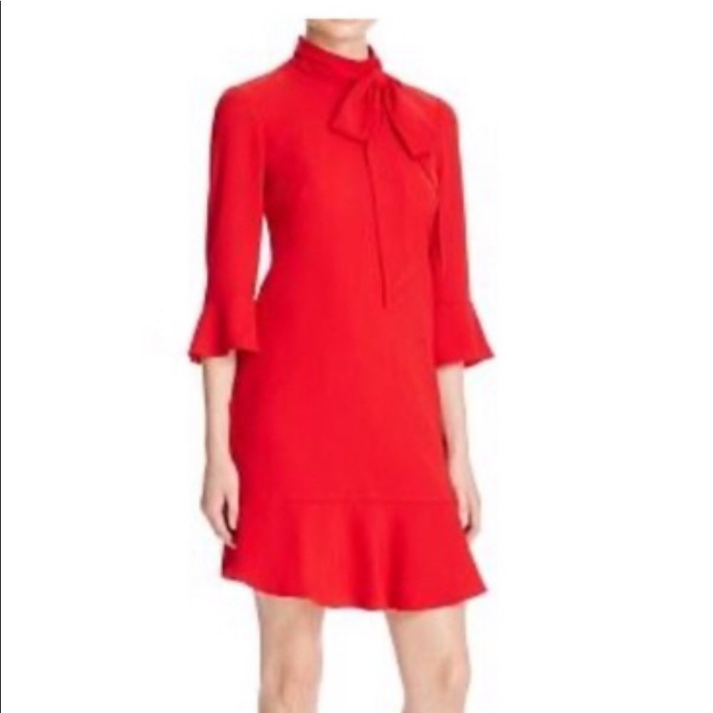 Karen Millen vibrant Red ruffle skirt dress